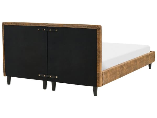 Dobbeltseng Brun Imitert skinn 140 x 200 cm Lamellramme Moderne design Soverom