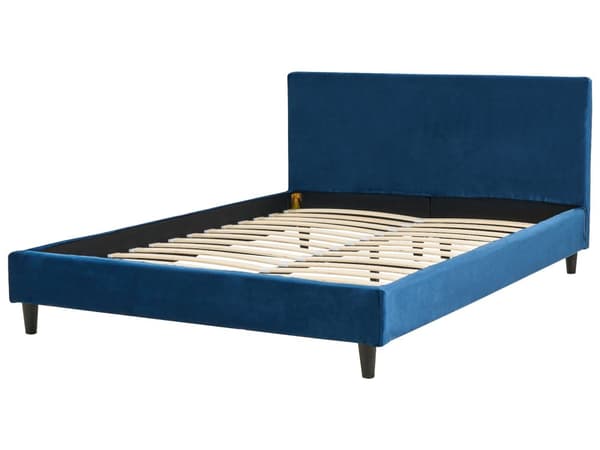 Dobbeltseng Marineblå Fløyel 140 x 200 cm Lamellramme Moderne design Soverom