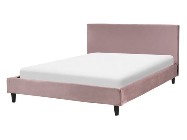 Dobbeltseng Rosa Fløyel 140 x 200 cm Lamellramme Moderne design Soverom