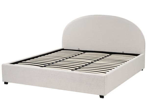Seng med sengebunn Lysebeige stoff Polstret 180 x 200 cm Spileramme Oppfellbar høy sengegavl Klassisk retro Minimalistisk soverom