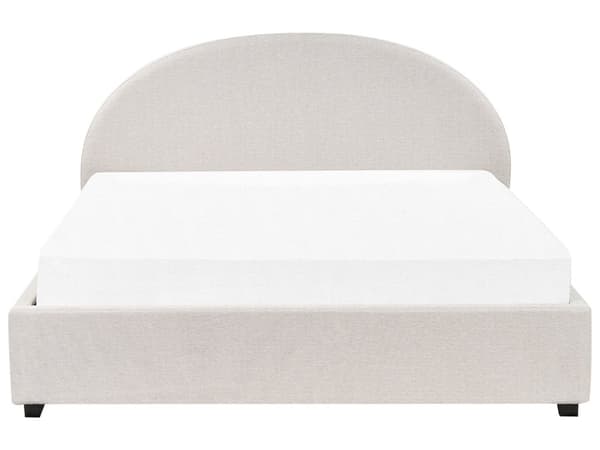 Seng med sengebunn Lysebeige stoff Polstret 180 x 200 cm Spileramme Oppfellbar høy sengegavl Klassisk retro Minimalistisk soverom