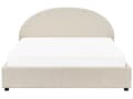 Miniatyrbilde 6 av 11: Dobbeltseng med sengebunn Beige stoff Polstret 180 x 200 cm Spileramme Oppfellbar høy sengegavl Klassisk Retro Minimalistisk Soverom