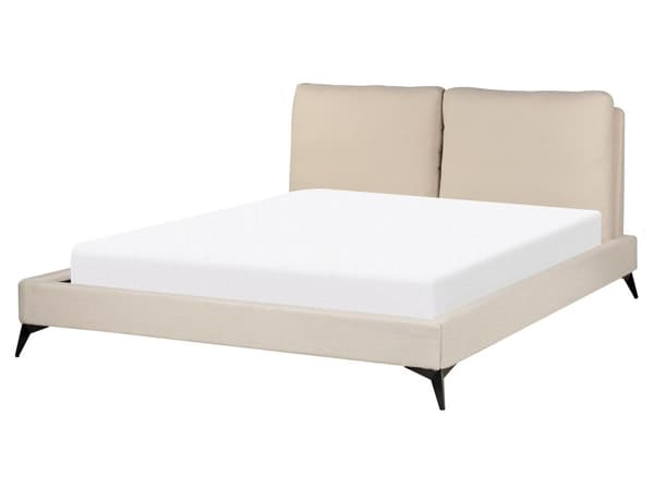 Dubbelsäng 160 x 200 cm Beige Boucle Lamellbas Sängram Modern