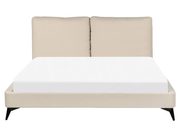 Dubbelsäng 160 x 200 cm Beige Boucle Lamellbas Sängram Modern