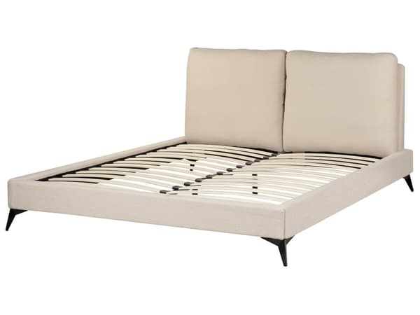 Dubbelsäng 160 x 200 cm Beige Boucle Lamellbas Sängram Modern