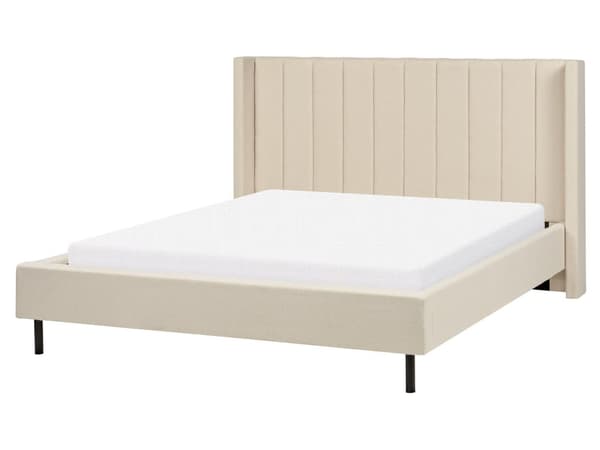 Dubbelsäng 160 x 200 cm Sängram Beige Boucle Lamellbas