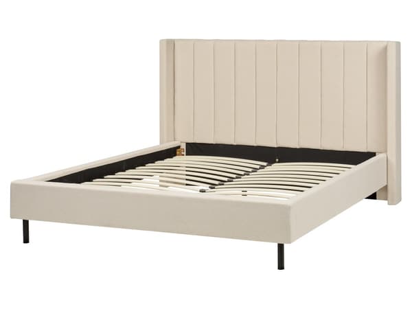 Dubbelsäng 160 x 200 cm Sängram Beige Boucle Lamellbas