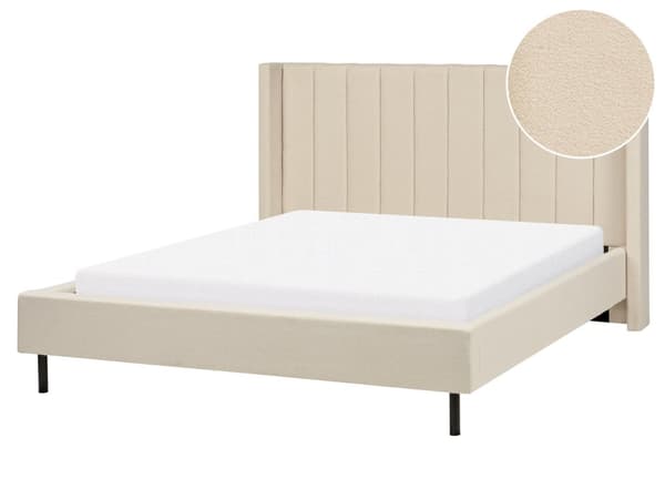 Dubbelsäng 160 x 200 cm Sängram Beige Boucle Lamellbas