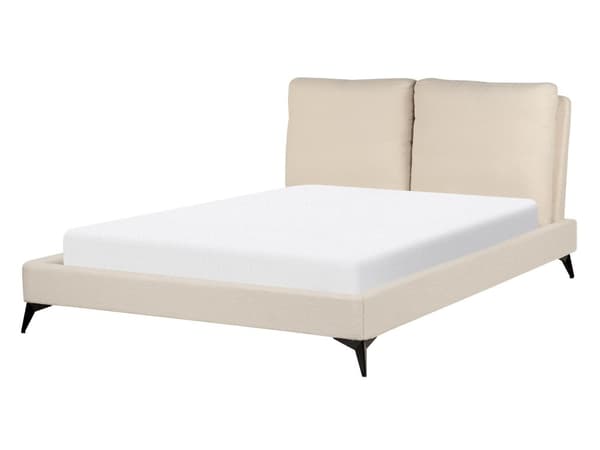 Seng Beige Boucle 140 x 200 cm Moderne Trekvart Seng Polstret Halvandenmandsseng Lav Sengeramme Minimalistisk Design