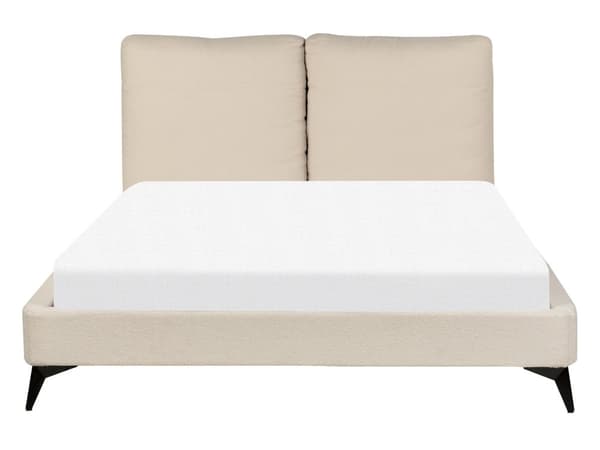 Seng Beige Boucle 140 x 200 cm Moderne Trekvart Seng Polstret Halvandenmandsseng Lav Sengeramme Minimalistisk Design