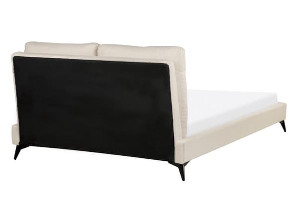 Seng Beige Boucle 140 x 200 cm Moderne Trekvart Seng Polstret Halvandenmandsseng Lav Sengeramme Minimalistisk Design