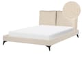 Miniatyrbillede 1 af 11: Seng Beige Boucle 140 x 200 cm Moderne Trekvart Seng Polstret Halvandenmandsseng Lav Sengeramme Minimalistisk Design