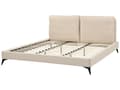 Miniatyrbillede 6 af 11: Seng Beige Boucle 180 x 200 cm Moderne Dobbeltseng Polstret To Mands Seng Lav Sengeramme Minimalistisk Design