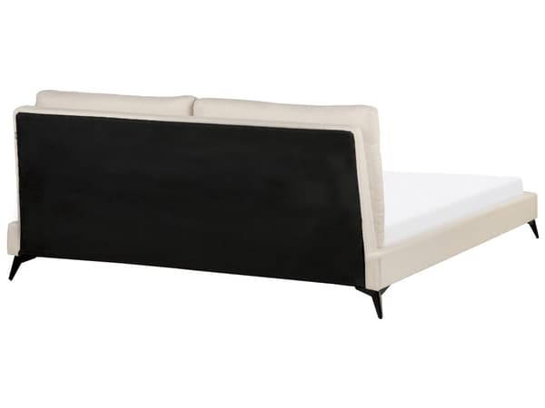Seng Beige Boucle 180 x 200 cm Moderne Dobbeltseng Polstret To Mands Seng Lav Sengeramme Minimalistisk Design