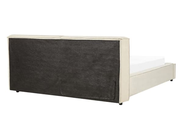 Polstret seng Beige kordfløyel med spileramme 160 x 200 cm Høy vattert hodegjerde Retrodesign Dobbeltseng Ekteskapsseng Soveromsmøbler Møbler