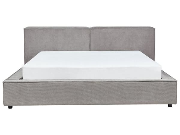 Dobbeltseng Grå Stoff 180 x 200 cm med lamellbunn polstret hodegjerde for moderne soverom