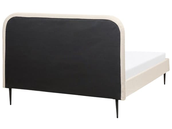 Seng Beige Boucle 140 x 200 cm Moderne Trekvart Seng Polstret Halvandenmandsseng Lav Sengeramme Minimalistisk Design