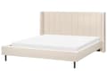 Miniatyrbillede 4 af 11: Seng Beige Boucle 180 x 200 cm Moderne Dobbeltseng Polstret To Mands Seng Lav Sengeramme Minimalistisk Design
