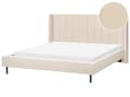 Miniatyrbillede 1 af 11: Seng Beige Boucle 180 x 200 cm Moderne Dobbeltseng Polstret To Mands Seng Lav Sengeramme Minimalistisk Design
