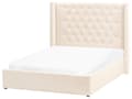 Miniatyrbillede 5 af 11: Trekvart Seng med Opbevaring Off White Velour 140 x 200 cm Moderne Halvandenmandsseng med Høj Sengegavl 3 kvart Seng Design Soveværelse