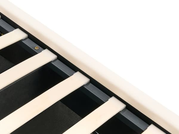 Trekvart Seng med Opbevaring Off White Velour 140 x 200 cm Moderne Halvandenmandsseng med Høj Sengegavl 3 kvart Seng Design Soveværelse