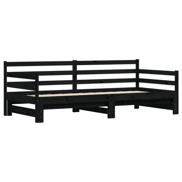 vidaXL Vuodesohva rullilla musta 80x200 cm täysi mänty