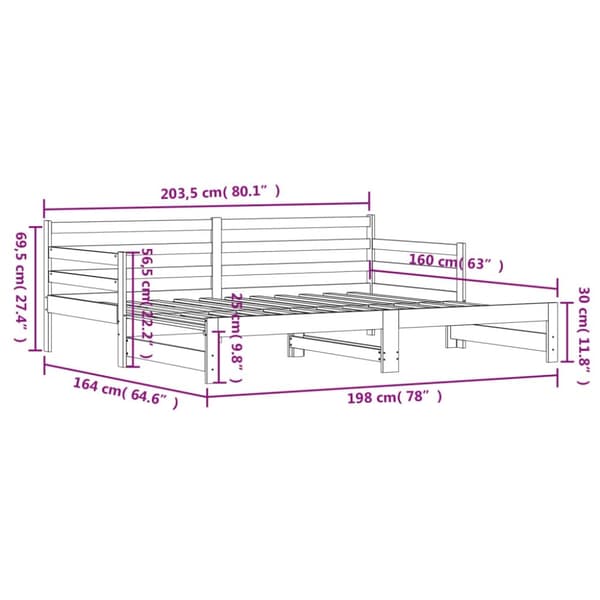 vidaXL Vuodesohva rullilla musta 80x200 cm täysi mänty