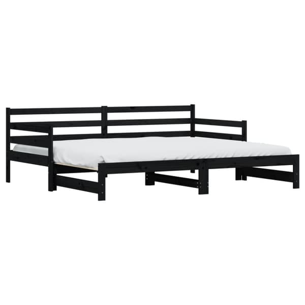 vidaXL Vuodesohva rullilla musta 80x200 cm täysi mänty