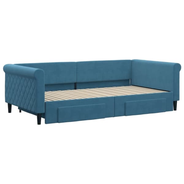 vidaXL daybed med udtræk og skuffer 100x200 cm velour blå
