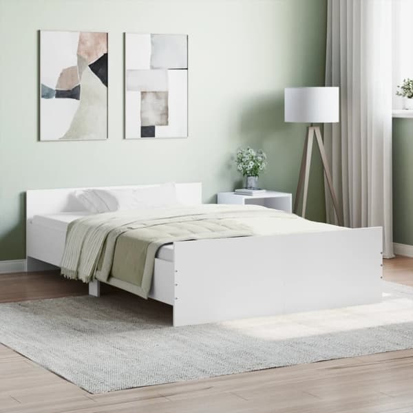 vidaXL Sengeramme med hode- og fotgavl hvit 120x190 cm