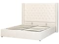 Miniatyrbillede 4 af 11: Seng med Opbevaring Off White Velour 160 x 200 cm Moderne Dobbeltseng Polstret To Mands Seng Lav Sengeramme Minimalistisk Design
