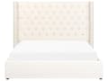 Miniatyrbillede 6 af 11: Seng med Opbevaring Off White Velour 160 x 200 cm Moderne Dobbeltseng Polstret To Mands Seng Lav Sengeramme Minimalistisk Design