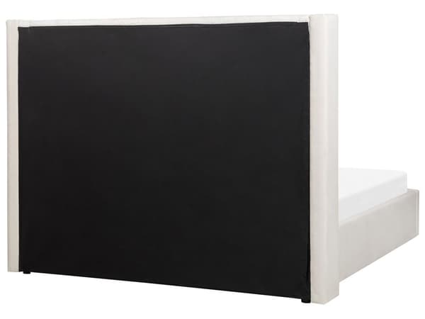 Seng med Opbevaring Off White Velour 160 x 200 cm Moderne Dobbeltseng Polstret To Mands Seng Lav Sengeramme Minimalistisk Design