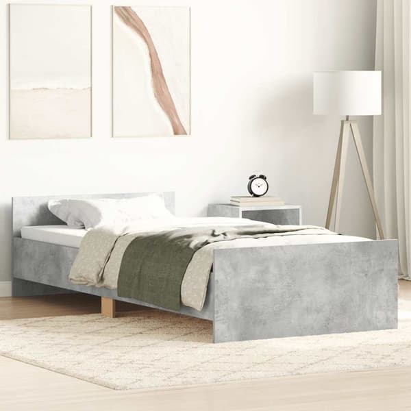 vidaXL Sengeramme betonggrå 90x190 cm konstruert tre