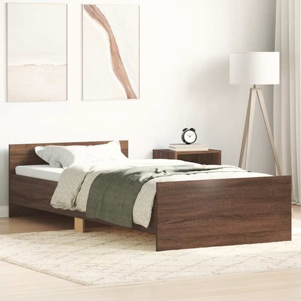 vidaXL Sengeramme uten madrass brun eik 90x200 cm konstruert tre