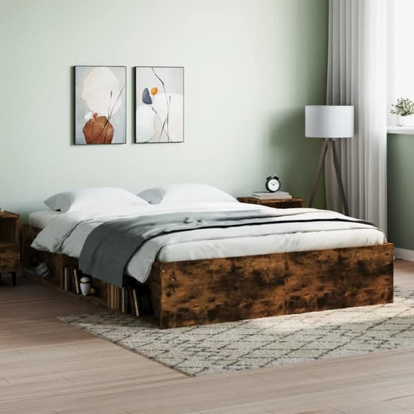 vidaXL Sengeramme røkt eik 140x190 cm