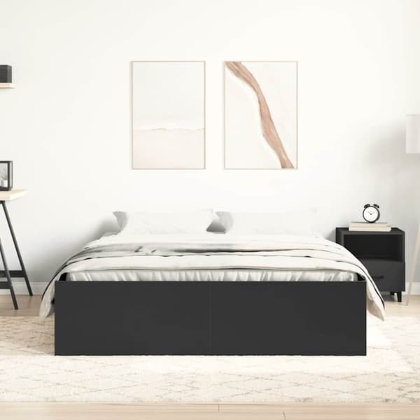 vidaXL sengeramme 140x190 cm sort