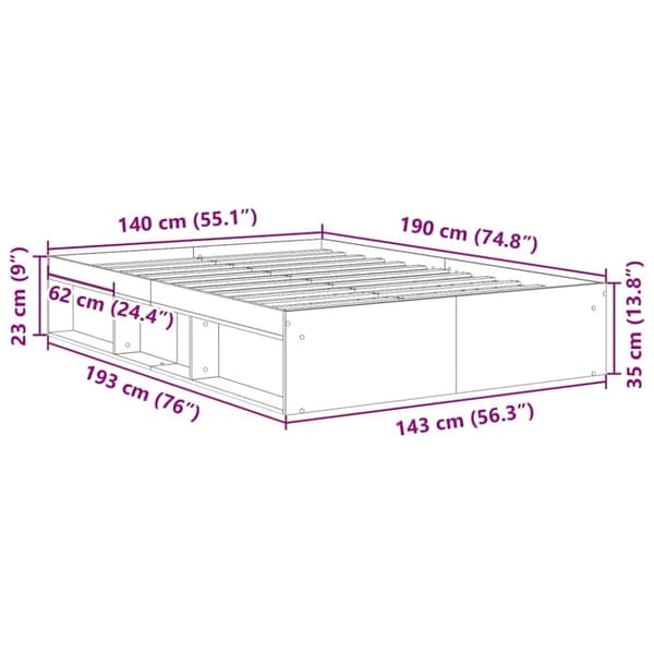 vidaXL sengeramme 140x190 cm sort