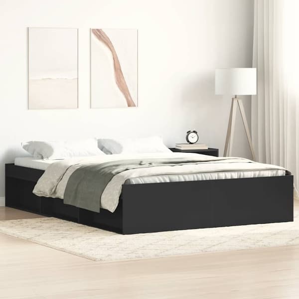 vidaXL sengeramme 140x190 cm sort