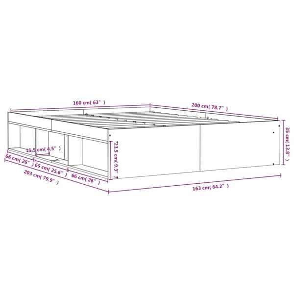 vidaXL sengeramme 160x200 cm sonoma-eg