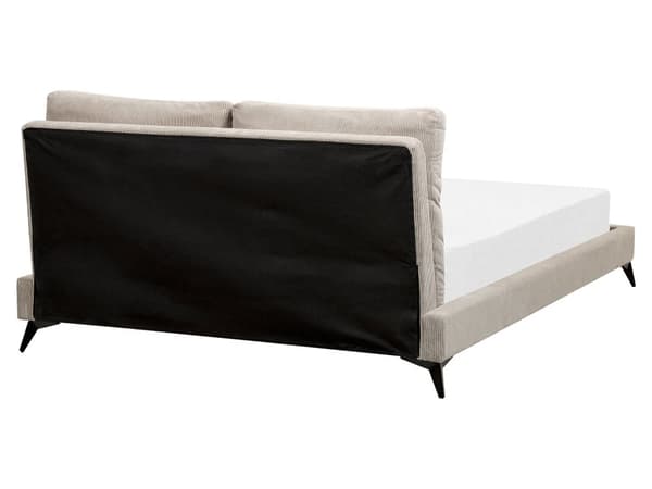 Dobbeltseng Taupe Kordfløyel 160 x 200 cm Sengegavl med puter Lamellbunn Moderne design Soverom