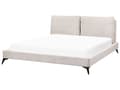 Miniatyrbilde 4 av 11: Dobbeltseng Lys beige Kordfløyel 180 x 200 cm Sengegavl med puter Lamellbunn Moderne design Soverom