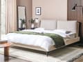 Miniatyrbilde 2 av 11: Dobbeltseng Lys beige Kordfløyel 180 x 200 cm Sengegavl med puter Lamellbunn Moderne design Soverom