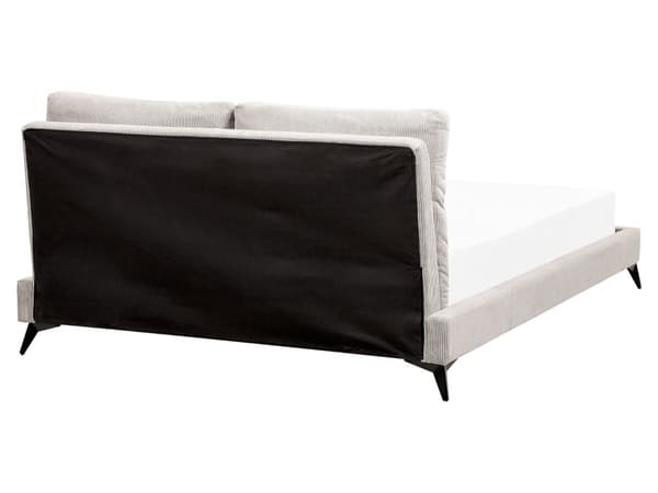 Dobbeltseng Lys beige Kordfløyel 160 x 200 cm Sengegavl med puter Lamellbunn Moderne design Soverom