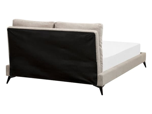 Dobbeltseng Taupe Kordfløyel 140 x 200 cm Sengegavl med puter Lamellbunn Moderne design Soverom