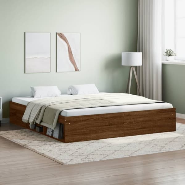 vidaXL Sängynrunko ruskea tammi 180x200 cm Super King Size