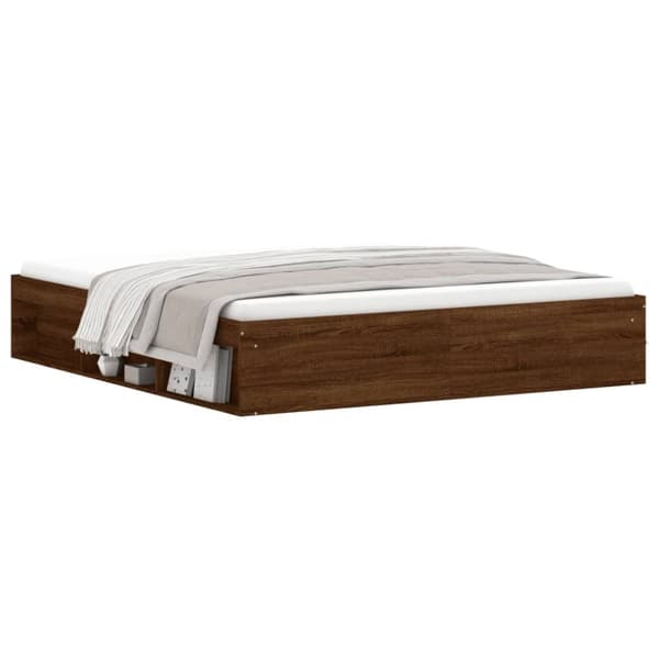 vidaXL Sängynrunko ruskea tammi 180x200 cm Super King Size