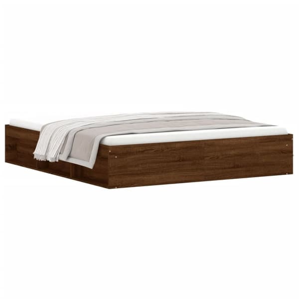 vidaXL Sängynrunko ruskea tammi 180x200 cm Super King Size