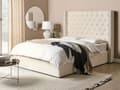 Miniatyrbilde 2 av 11: Dobbeltseng med oppbevaring Off-White Fløyel 140 x 200 cm Polstret, Tuftet Trim Glam Design