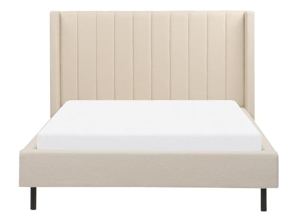 Seng Beige Boucle 140 x 200 cm Moderne Polstret Hodegjerde Polstret Moderne Design Spaltegulv